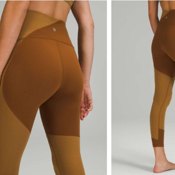 Lululemon Nulu Color Block High-Rise Tight 25" Copper Brown / Bold Beige 6 - Picture 5 of 5